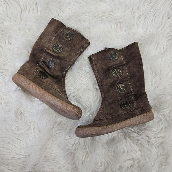 Livie & Luca Tiempo Suede Leather Boots Size 9 Little Girls Winter Fall Buttons - Picture 1 of 7